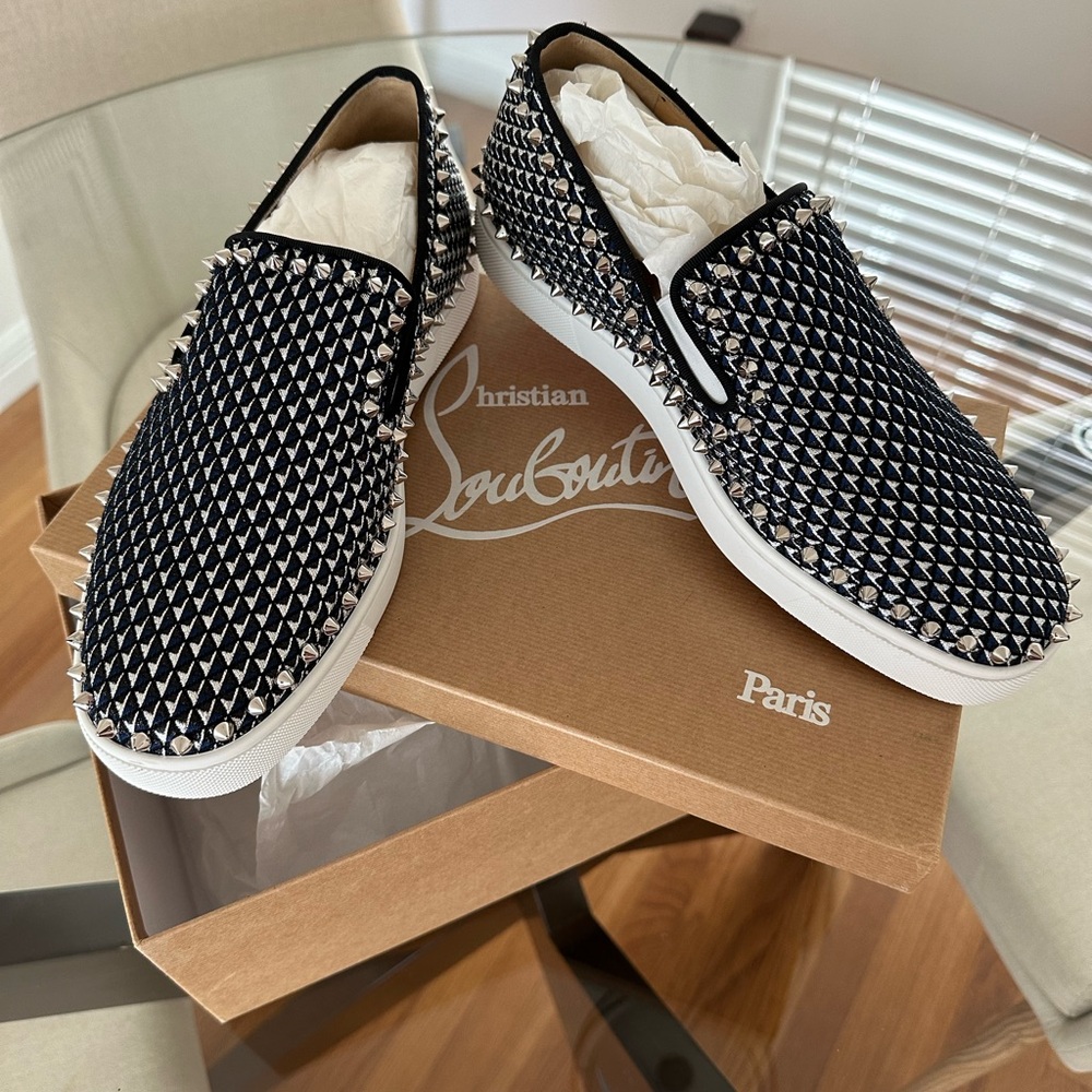 Christian Louboutin Blue and White Men's Shoes